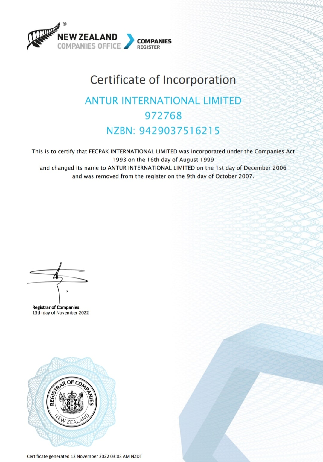 Certificate